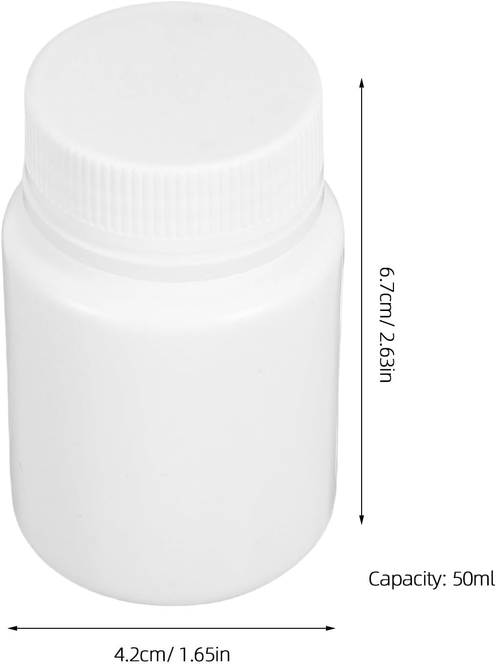 CRAFTHROU 100pcs White 50ml Pe Capsule Bottles with Tight Sealing Screw Caps, Portable Pill Containers for Supplements and Pills, for Travel and Daily Use