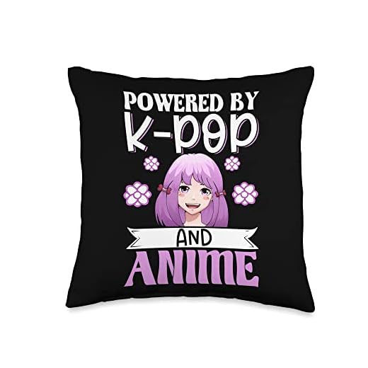 Powered by K-Pop and Anime Korean Pop Music Kawaii Otaku Throw Pillow