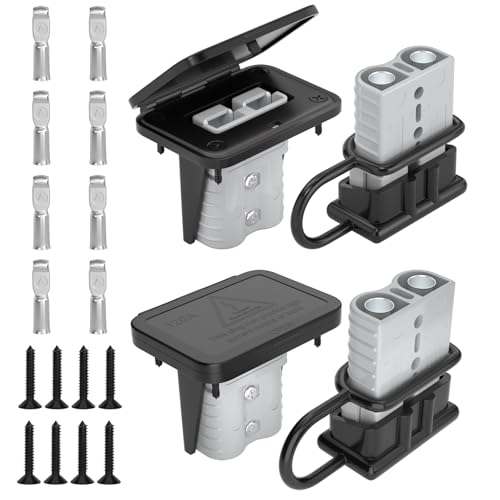Muelnmey 120 Amp Battery Quick Connect/Disconnect Connector Kit, 2-6 Gauge 600V with Mounting Bracket Waterproof Cap for Cars, Winches, Trailer(4 Pack) - Gray by Muelnmey - Used condition - US$16.21