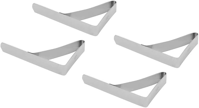 Wifehelper 4pcs Table Cloth Clips Large Cover Stainless Steel Anti Slip Tablecloth Holder Clamps for Families Parties Picnics 10.5*7cm