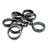 Morchic 10Pcs Hematite Stone Multi Faceted Rings for Women Men Unisex, 6mm Thick (Pack of Mixed Size