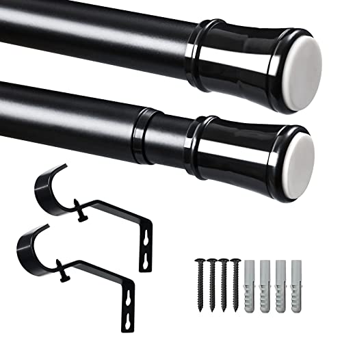 Zindoo Curtain Poles, Extendable 81 to 230 cm, Black Curtain Pole Curtain Rod with Brackets Fittings Set, Window Poles for Bedroom, Dining Room, Living Room or Kitchen