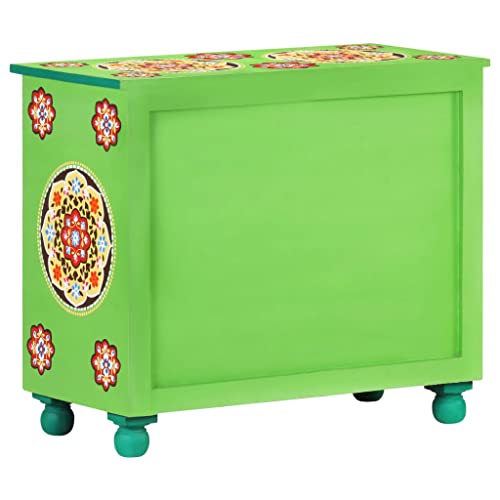 Hand Painted Sideboard Multicolor 27.6"X13.8"X23.6" Solid Mango Wood With Decorated Door, Liquor Cabinet, Dining Room, Hallway, Cupboard Console Table, Accent Cabinet #TOP4