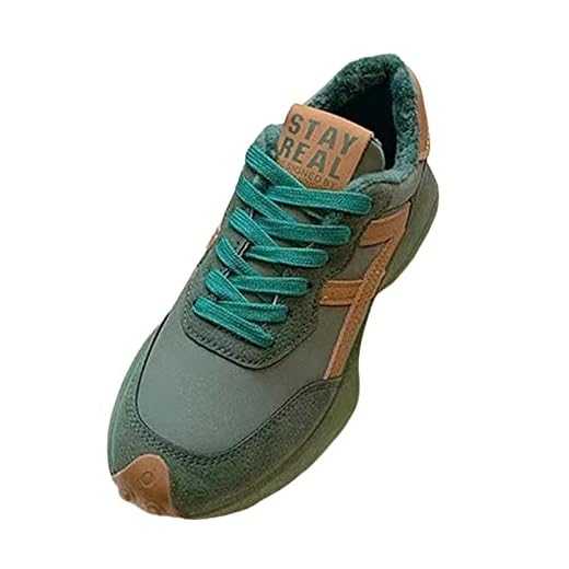 Vaveren Sapatos Casuais Femininos Tênis Femininos Sapatos de Caminhada Leve Antiderrapante Couro PU para Tênis Esportivos Jogging Acampamento Verão, Verde, 36