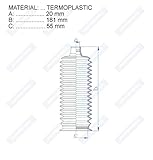 Dimensiones: 20 x 181 x 55 mm Fuelle de Dirección RDZ0417MG por ATG