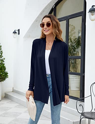 Newchoice Womens Open Front Cardigans Dusters Casual Long Sleeve Lightweight Cardigan Sweaters (Navy Blue, Xl) #TOP2