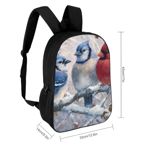 Cardinal Cute Blue Jay Bird Classic 17 Inch Backpack Travel Daypack Casual Shoulder Bag with Adjustable Strap for Men Women2