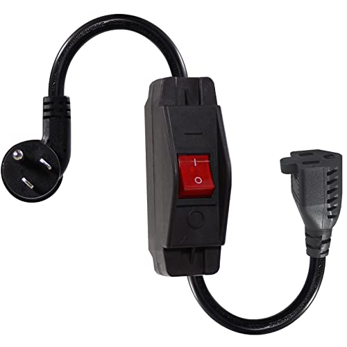 Short Outdoor Extension Cord With On/Off Switch - 8Inch Waterproof 3 Prong Extension Cord With Inline Switch, 1875W Heavy Duty Black Sjtw 14Awg Grounded 15A 125V Ac Electrical Extension Cord #TOP29