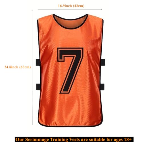 Gatutul Soccer Pinnies, 24 Pack Scrimmage Training Vests in 2 Vibrant Colors, 1-12 Numbered Practice Jerseys for Adults Soccer Basketball Football Volleyball - Orange & Green - Image 3