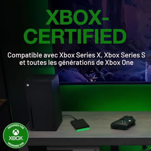 Seagate Game Drive for Xbox, 4TB, External Hard Drive Portable, USB 3.2 Gen 1, Black with built-in green LED bar, Xbox Certified, 3 year Rescue Services (STKX4000402) - 4
