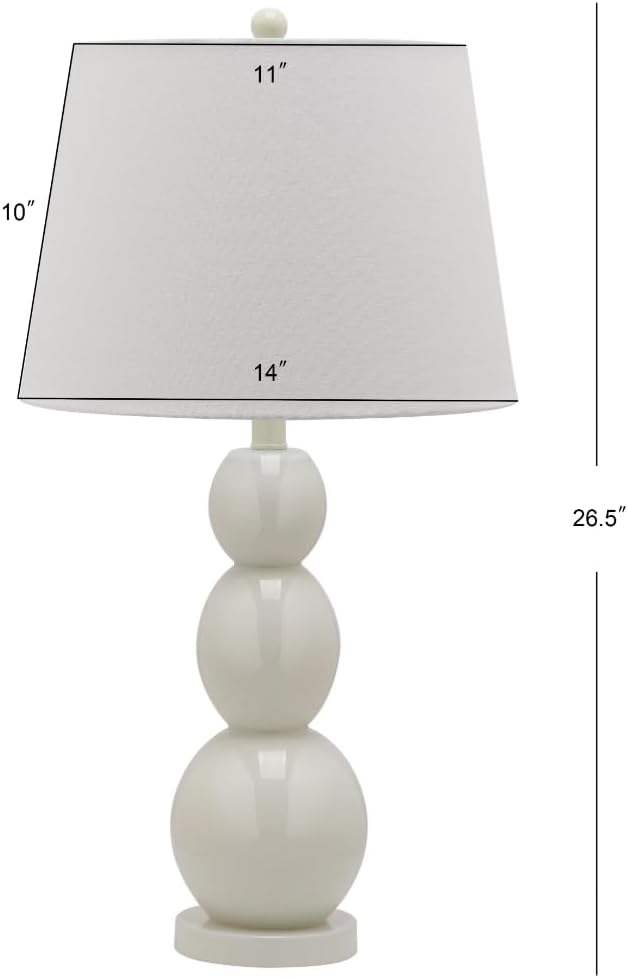 SAFAVIEH Lighting Collection Jayne Modern Contemporary White 3-Sphere Glass 28-inch Bedroom Living Room Home Office Desk Nightstand Table Lamp Set of 2 (LED Bulbs Included)