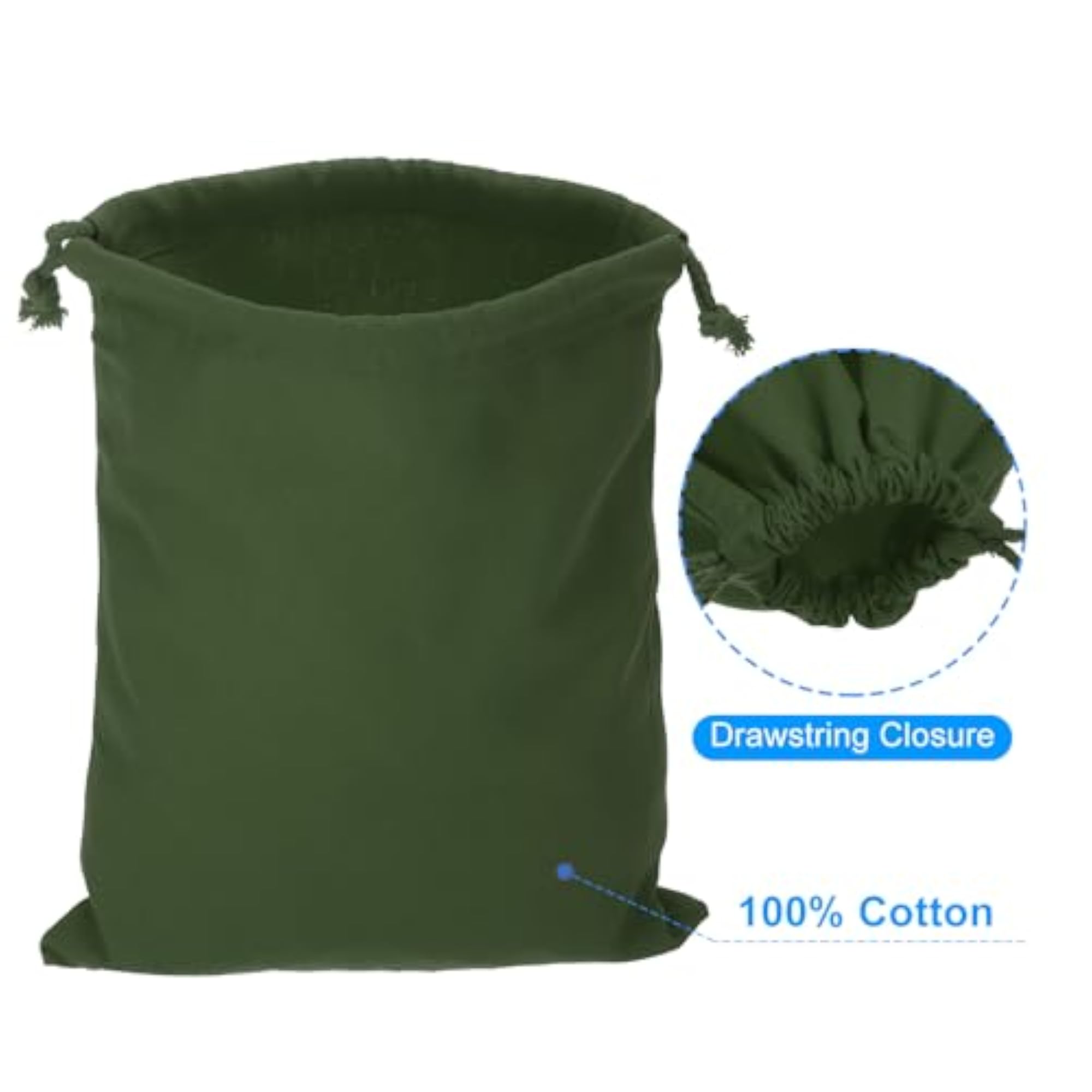 100% Cotton Reusable Drawstring Bags, 12 Pack