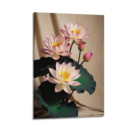 Poster zen fleur de lotus toile 50x75 cm pour déco chambre moderne
