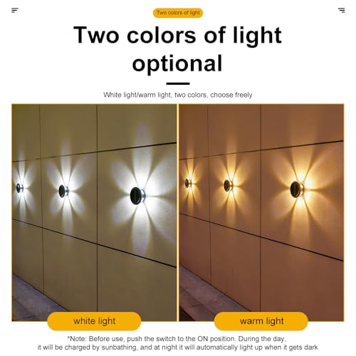 Image of Solar Lights, Ambiance Lights,wall Light, Decorative Light Downlights Dusk to Dawn Solar Wall Light Outdoor IP65 Waterproof for Backyard Walls, Hotels, Staircases,Park Floors 1pcs (White light)