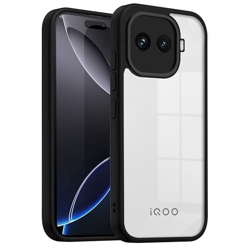 V-TAN Back Cover for IQOO 15R 5G | TPU | Transparent Crystal Clear Case Compatible with IQOO 15R | Slim Fit, Camera Protective Shockproof Mobile Cover Design (Black)
