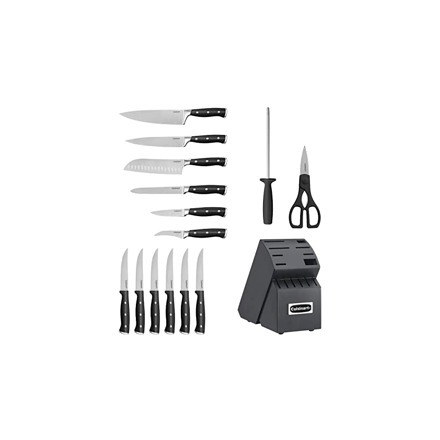 Cuisinart-15-Piece-Knife-Set-with-Block-High-Carbon-Stainless-Steel-Forged-Triple-Rivet-BlackBlack-C77BTR-15PBK Cuisinart 15-Piece Knife Set with Block, High Carbon Stainless Steel, Forged Triple Rivet, Black/Black C77BTR-15PBK