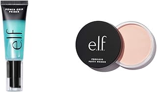 e.l.f. Cosmetics Power Grip Primer, Gel-Based & Hydrating Face Primer For Smoothing Skin & Gripping Makeup, Moisturizes & Primes, 6 Oz, Clear, 177.4 ml (Pack of 1) & Poreless Putty Primer