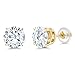 14K Yellow Gold Friction Back Stud Earrings Set Round 4 Prong Forever Classic Faint Color (IJK) 1.60 ct (DEW) 6mm Created Moissanite from Charles & Colvard