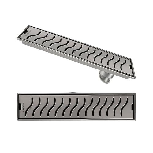 Image of EVANEX 24x4 Inch Shower Drain Channel | Linear Bathroom Drainer | Waste Water Floor Drain Channel | 304 Stainless Steel Bathroom Drainer with Anti Cockroach Trap | Bathroom Jali