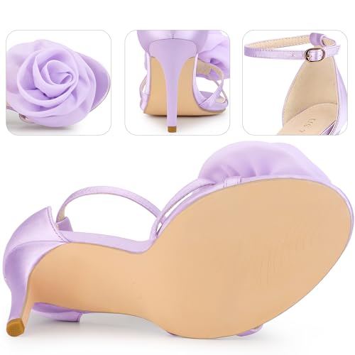Perphy Flower Satin Sandal Ankle Strap Stiletto Heel Flowers Sandals for Women3