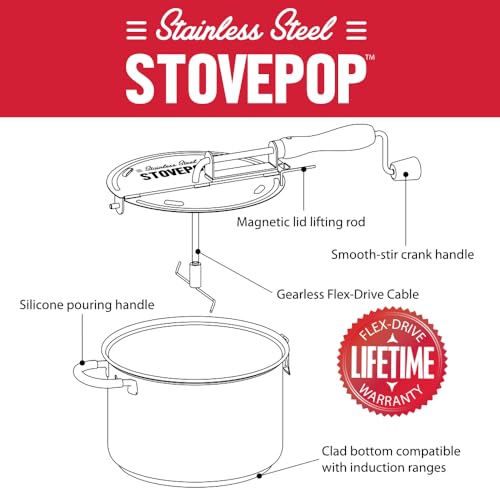 Time For Treats VKP1160 Stovepop Stainless Steel Popcorn Popper thumb #1