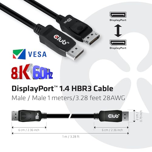 Displayport 1.4 Hbr3 Cable M/M 1M - 3