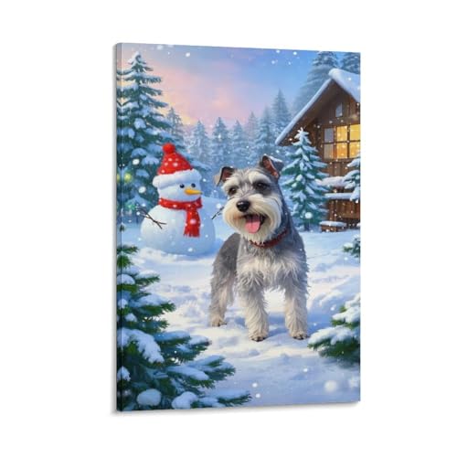 Schnauzer Tableau Decoration Fresque Classique Toile Premium 30x45cm