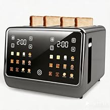 4 Slice Toaster Wide Slot Dual Digital TouchScreen & Independent Control Panel | Single-Slot Tech Timer/Reheat/Defrost for Bagels Bread | 1800W Stainless Steel 6 Toast Types & Shade Settings
