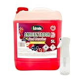 PACK AMBIENTADOR HOGAR: Es un pack compuesto por una garrafa de 5L de ambientador y un atomizador pulverizador reutilizable y reciclable. Red Berries ofrece un dulce aroma de frutos rojo duradero, ideal para crear un ambiente acogedor y revitalizante. Es perfecto para quienes buscan combinar frescura, dulzura y calidad.