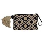 Con forro interior Cartera de mano, Bolso de fiesta, Cartera de diseño tapizada, Cartera de colores, Bolso de mano, bolso de verano, (Negro Beige)