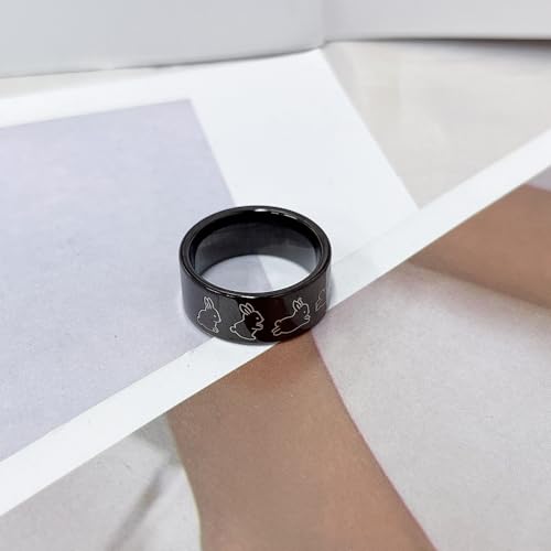 OIDIMS Cute Rabbit Band Ring for Women Men Promise Engagement Wedding Rings for Couples Bunny Animal Funny Stainless Steel Polished Comfort Fit Easter Christmas Friendship Graduation Gift4