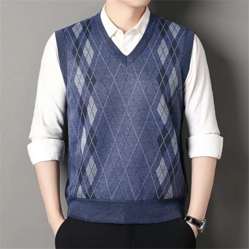 Cardigan Sweater Vests Men Winter Fleece Knitted Waistcoat Plaid Causal Knit Sleeveless Sweater Vest3