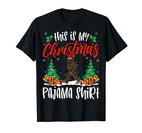 My Bigfoot Christmas Xmas Pajama Shirt Bigfoot Lover Camiseta