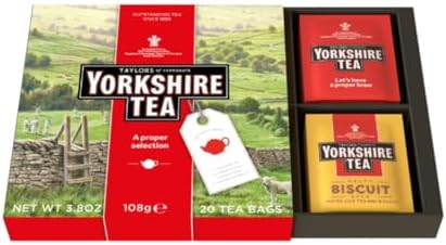 Yorkshire Tea Assorted Teas Sampler, Variety Gift Box, Individually Wrapped Bags, 20 Count (Pack of 1), Gold, Red, Caramelised & Malty Biscuit Brews, Caffeinated, Enjoy Hot or Iced, 20 Teabags