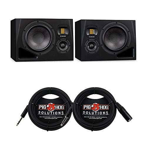 Adam Audio A8H Powered 3-Way Studio Monitor (Left And Right) Bundle With Cables (4 Items) #TOP19