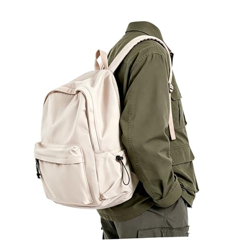 Mochila para escola, colegial, mochila para adolescentes, meninas e meninos, Branco grande, 18.1 x 12.6 x 5.5 inches (46 x 32 x 14 cm), Minimalista