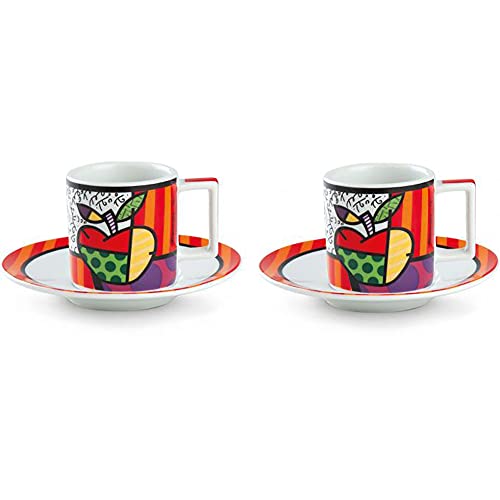 Egan Set 2 Tazzine da caffè con Mela e Piattini in...