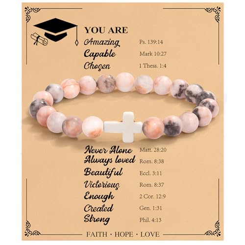 Christian Gifts for Women, Baptism First Communion Confirmation Gifts for Girls Teen, Religious Cross Bracelet Gifts for for Teenage Girl/Daughter/Mom/Friend/Sister/Grandma/Granddaughter/Niece, Inspirational Birthday Gifts Jesus Faith for Mother's Day Graduation (Graduation-You are Amazing)