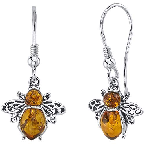 Peora Genuine Baltic Amber Bee Earrings...