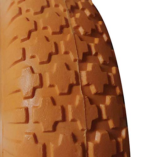 4.00-8 Flat Free Wheelbarrow Tire, Flat-Free Tire 16 with 5/8” Bearing Wheel, Foamed Polyurethane Tire for Garden Outdoor Cart Wagon, 3.5” Hub, Orange(Set of 2)