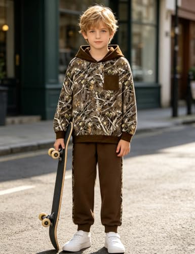 Image of Boys Clothes Fall Winter Outfits Camouflage Long Sleeve Hoodie and Pants 2PC Kids Clothes Boys for 5-14 Years