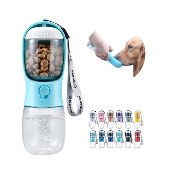 Dog Water Bottle with Food Container, Travel Puppy Water Bowl, Portable Pet Dispenser, Dog Gift Stuff Accessories Items, Puppy Essentials Necessities for Yorkie Cat Walking and Hiking