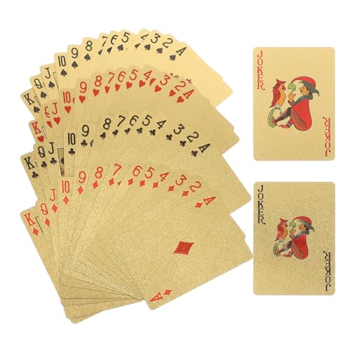BESPORTBLE Goldene Pokerkarten aus PET und Langlebig Luxus Spielkarten für Party und Familie Tragbares Pokerkarten Satz
