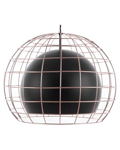 Beliani Industrielle Pendelleuchte doppelter Lampenschirm mit Käfig schwarz/kupfer Liri