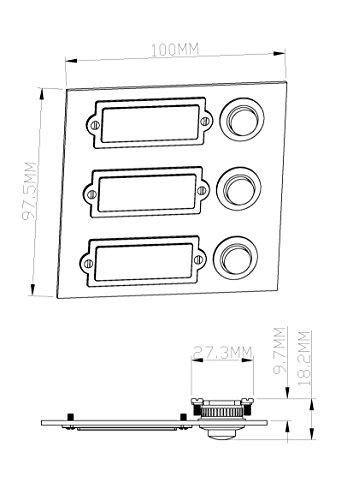 HUBER Unterputz Klingeltaster 3 fach aus Edelstahl - Türklingelknopf mit Namensschild - Haustürklingel Unterputz I Taster aus Messing - Klingel, 3 Klingeltaster