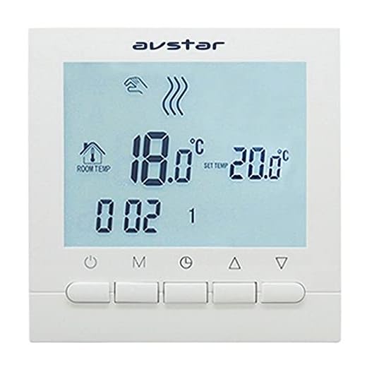 AVStar - Termostato inteligente programable para calefacción de calderas de gas - Pantalla LCD para facilidad de control y programación - carcasa blanco elegante - funciona con pilas