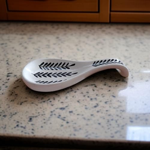 Image of Malaikah Ceramic Spoon Rest Leaf Pack of 4 for Home, Kitchen, Dining, Kitchen Decor & Gifting