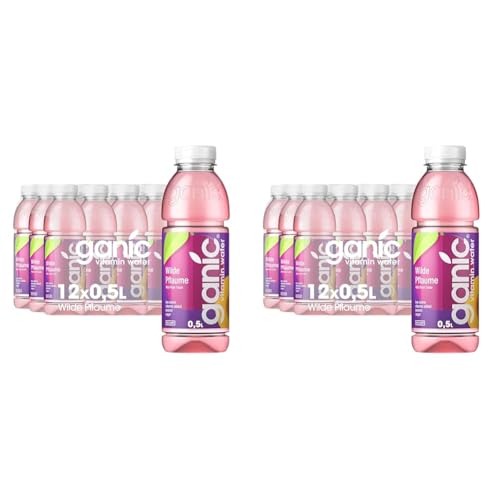 ganic Wilde Pflaume - Vitaminwasser - Taigawurzel-Extrakt - Biotin - Aloe-Vera-Extrakt - Niacin - Pantothensäure - Kalorienarm - Vegan - Laktosefrei - Glutenfrei (12 x 500 ml) (Packung mit 2)
