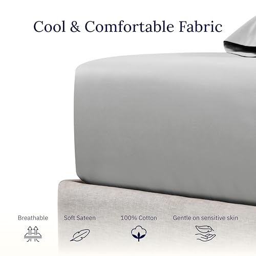 image for California Design Den Deep Pocket Fitted Sheet Queen Cotton, Soft 400 