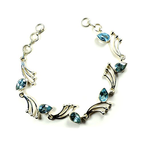 Pendentif poire topaze bleue naturelle en argent 925 sterling pour femme